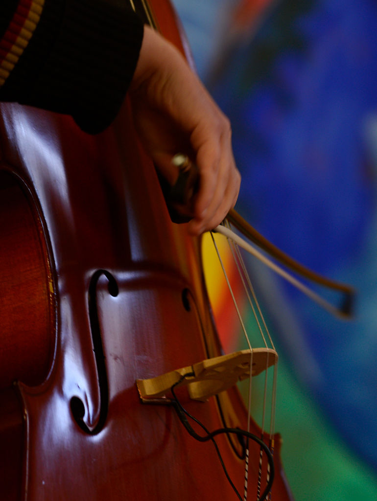 Emma Burney tunes her cello